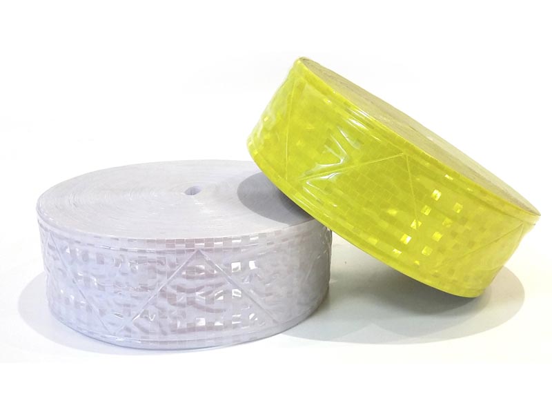 Cinta reflectiva para coser plástica  5 cm x 50 mts. Mini cuadrados Amarilla