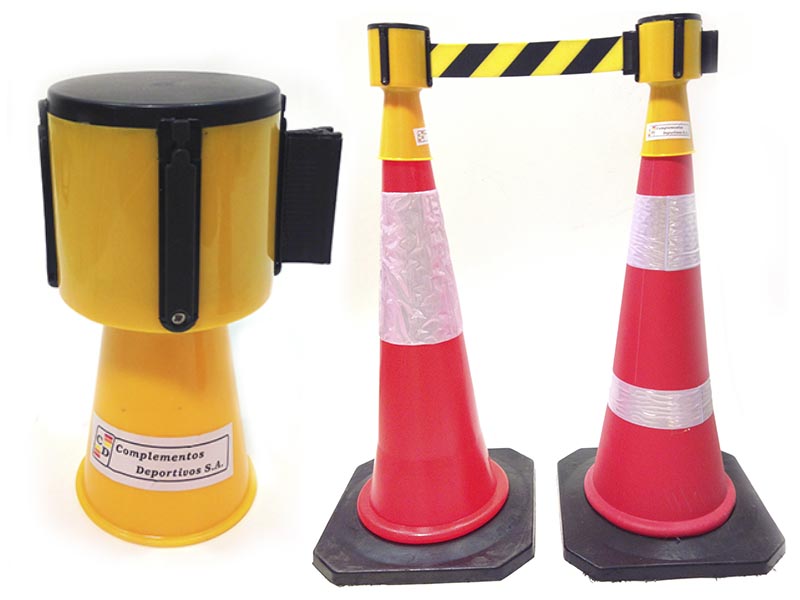 Dispositivo con cinta retractil para conos Negro-Amarillo