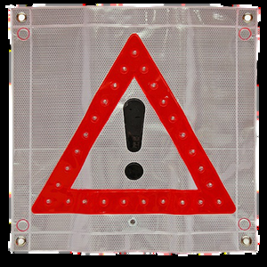 Bandera plástica de 47 x 50 - con signo de Advertencia con leds