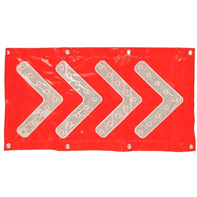 Bandera plástica - señalización con luz con Flecha. Medidas: 83cm x 45cm