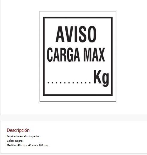 Aviso carga máxima....kgrs