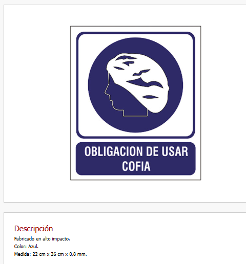 Obligación de usar cofia
