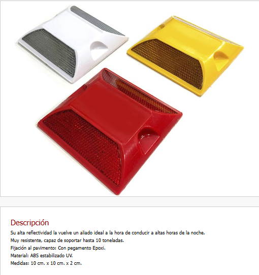 Tacha Plastica cuadrada 10cm x 10cm x 2cm con ojo de gato Bidireccional incorporado - Blanca