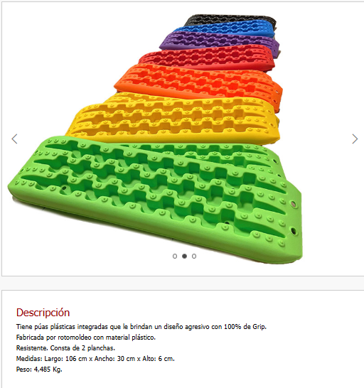 Plancha Desatasco Rescate 4x4 con puas plásticas integradas que le brindan un diseño agresivo con 100% de Grip. Fabricada por Rotomoldeo con material plástico resistente. Color Amarilla.