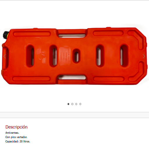 Bidon p/Combustible chato con pico vertedor Antiventeo ROJO 20 Lts