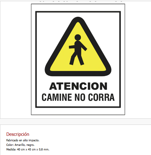 Atención Camine NO corra