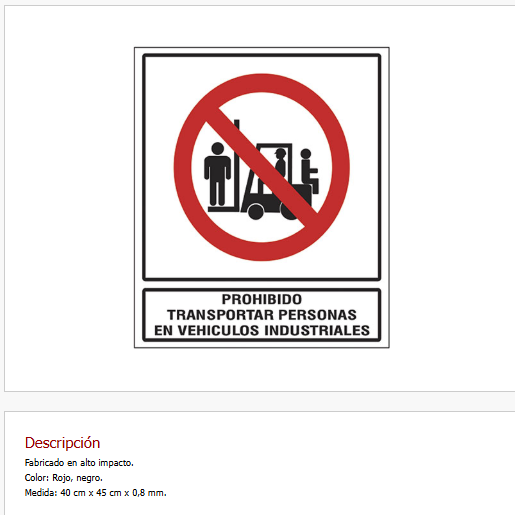Montacargas proh.  transportar personas