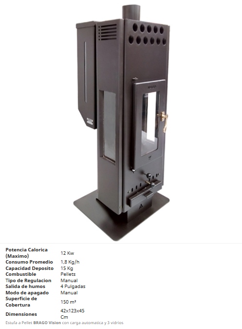 ESTUFA PELLETS BRAGO VISION+