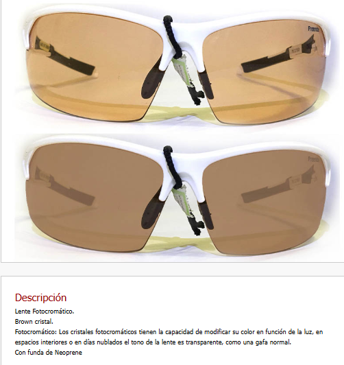 Gafa Blanca/Negra - Lente Fotocromatico Brown Cristal. Fotocromatico*. Con funda de Neoprene