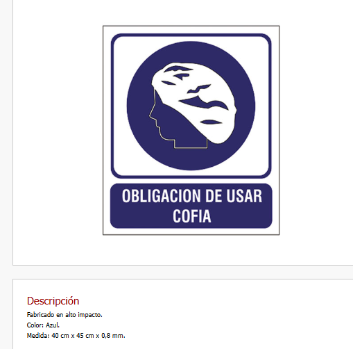 Obligación de usar cofia