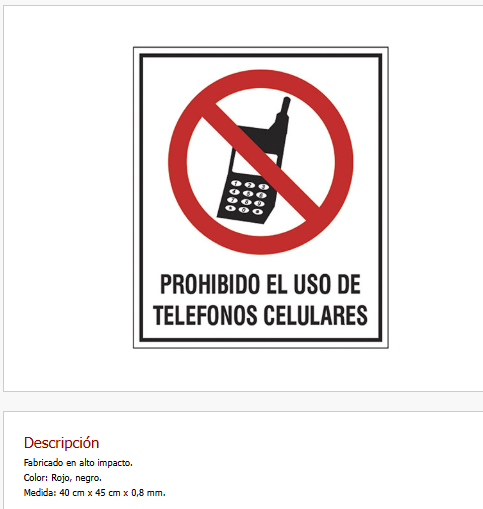 Prohibido el uso de teléfonos celulares