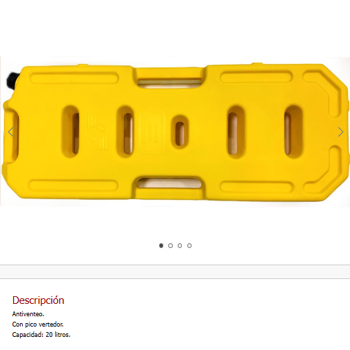 Bidon p/Combustible chato con pico vertedor Antiventeo AMARILLO 20 Lts
