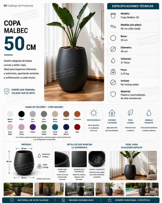 COPA MALBEC LISA- GRANALLADA  50cm