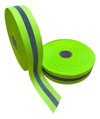 Cinta reflectiva para coser de tela - 5cm x 50 mt. El rollo - Amarilla/Plata