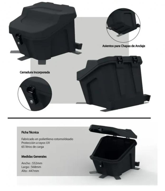 Baul utv rzr1000 xp Capacidad 65 lt