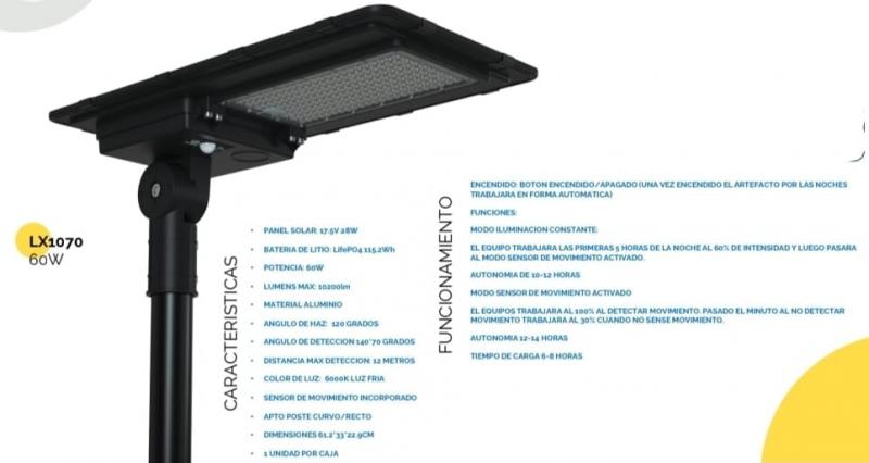 LUMINARIA SOLAR LX1070 60W