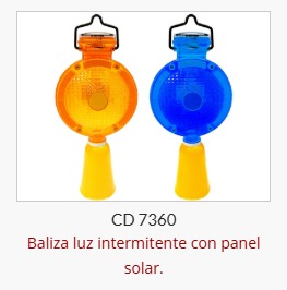 Baliza luz intermitente con Panel Solar-Recargable p/conos - Azul
