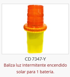 Baliza Luz Intermitente encendido Solar - 1 Bateria - Soporte Plastico