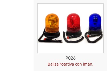 Baliza rotat c/imán+enchufe para encend 13cm diam x 20 alto, 24 volts Ambar