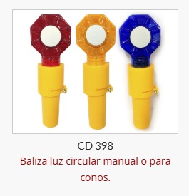 Baliza luz circular de encendido solar 6 leds-2elem-Manual o p/conos-Azul