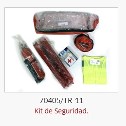 Kit de Seg. - Matafuego 1Kg-Botiquin-Chaleco Amarillo-Baliza Triangulo-Slinga de cinta con gancho de 2 x 3,5 m