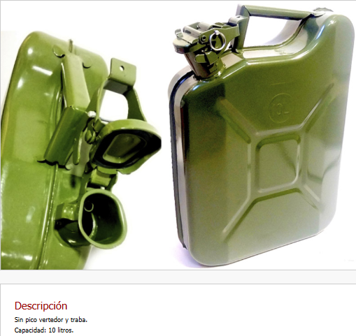 Imagen ilustrativa de Bidon para Combustible chapa 10 Lts color verde