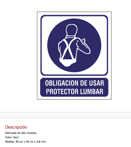 Imagen ilustrativa de Obligación de usar protector lumbar