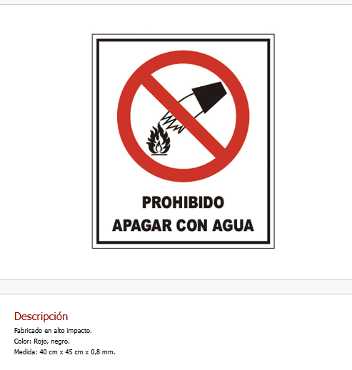 Imagen ilustrativa de Prohibido apagar con agua