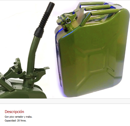 Imagen ilustrativa de Bidon para Combustible chapa 20 Lts con Pico Vertedor color verde
