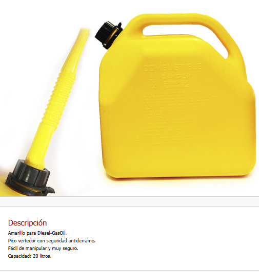 Imagen ilustrativa de Bidon Antiventeo 20 Lts Amarillo p/Diesel-GasOil