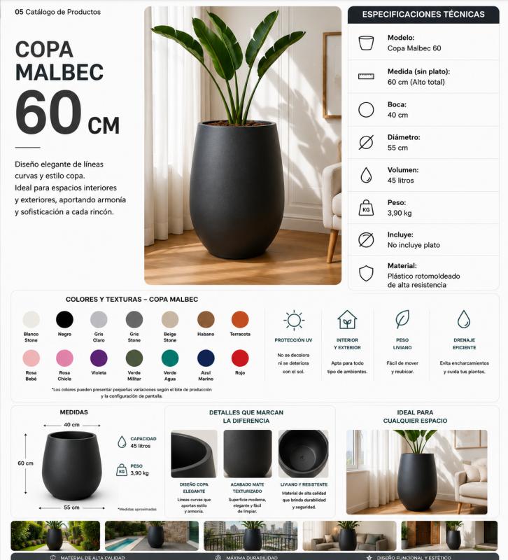 Imagen ilustrativa de COPA MALBEC LISA- GRANALLADA 60cm